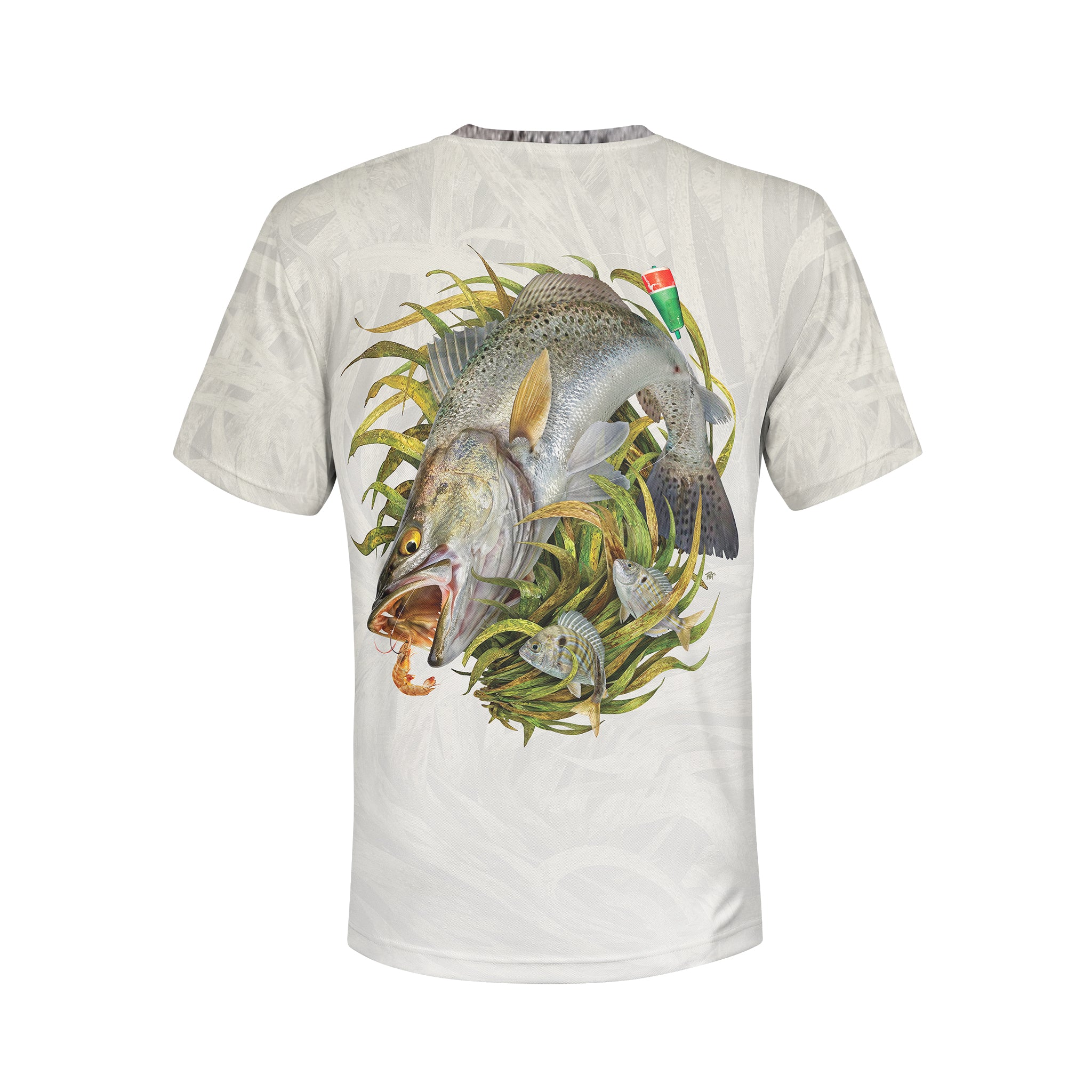 Spec on Shrimp - Unisex Long Sleeve Sun Proof Performance Fishing Top with built in Hoodie and Gaiter (short sleeve option also available)