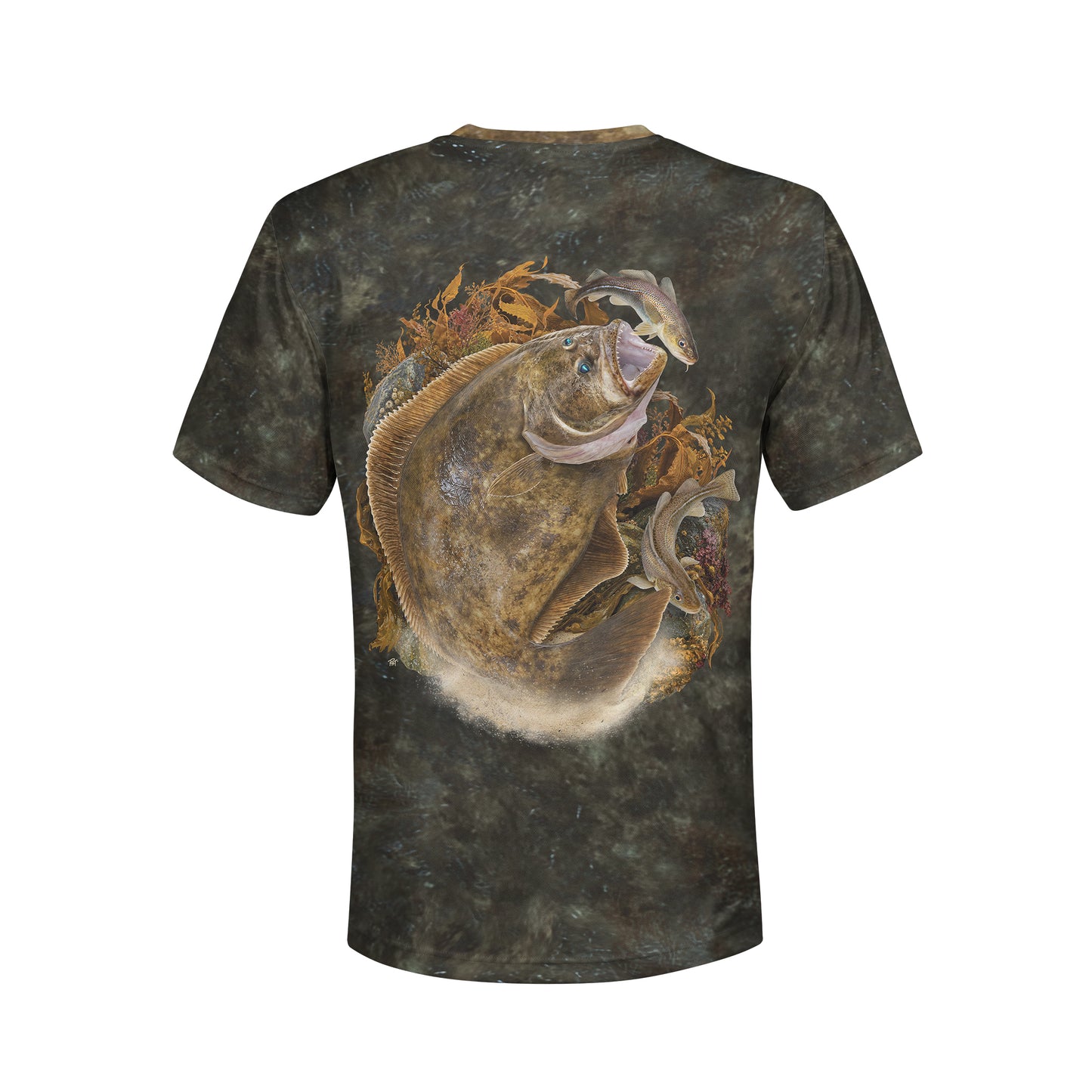 Alaskan Halibut  - Unisex Long Sleeve Sun Proof Performance Fishing Top with built in Hoodie and Gaiter (short sleeve option also available)