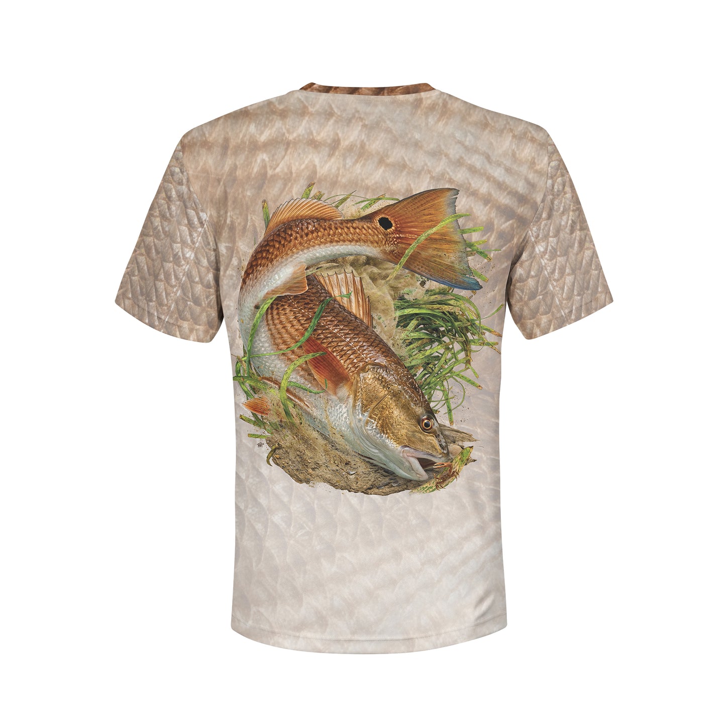 Mudding Redfish - Unisex Long Sleeve Sun Proof Performance Fishing Top with built in Hoodie and Gaiter (short sleeve option also available)