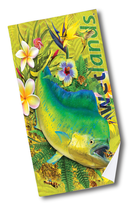 Tropical Mahi Mahi - Quick-Drying Beach Towel Made from Ultra Soft Low Spin Polyester (35"x60" dimensions) MADE IN USA.