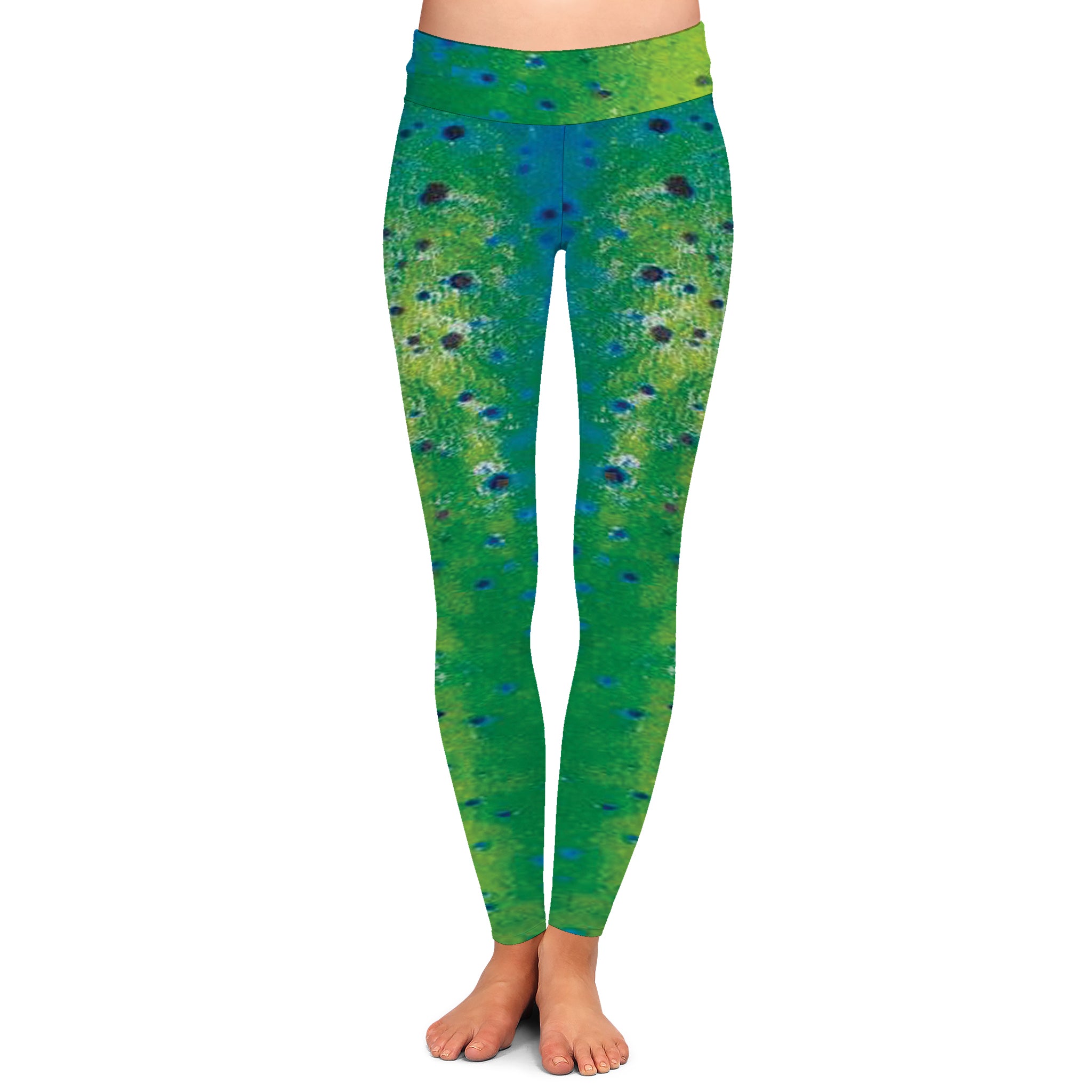 Magic Mahi - Women's Custom Sport Fishing Leggings featuring Crossfit Design, Double Stitch Seams, Cell/Tool Pocket MADE IN USA.