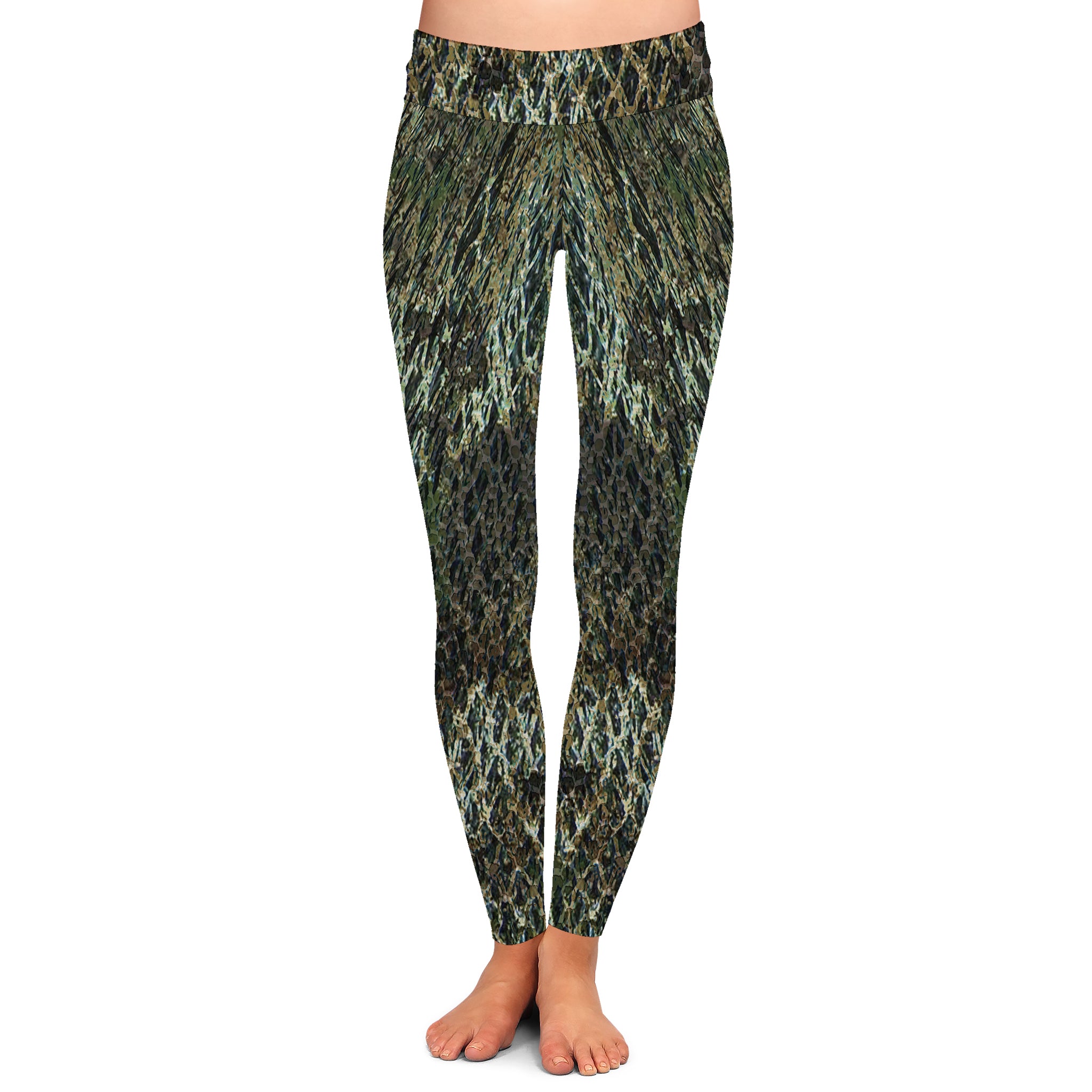 American Print On Demand Cast Net Camo Women s Custom Sport Fishing Leggings Featuring Crossfit Design Double Stitch Seams Cell Tool Pocket Made in USA. L