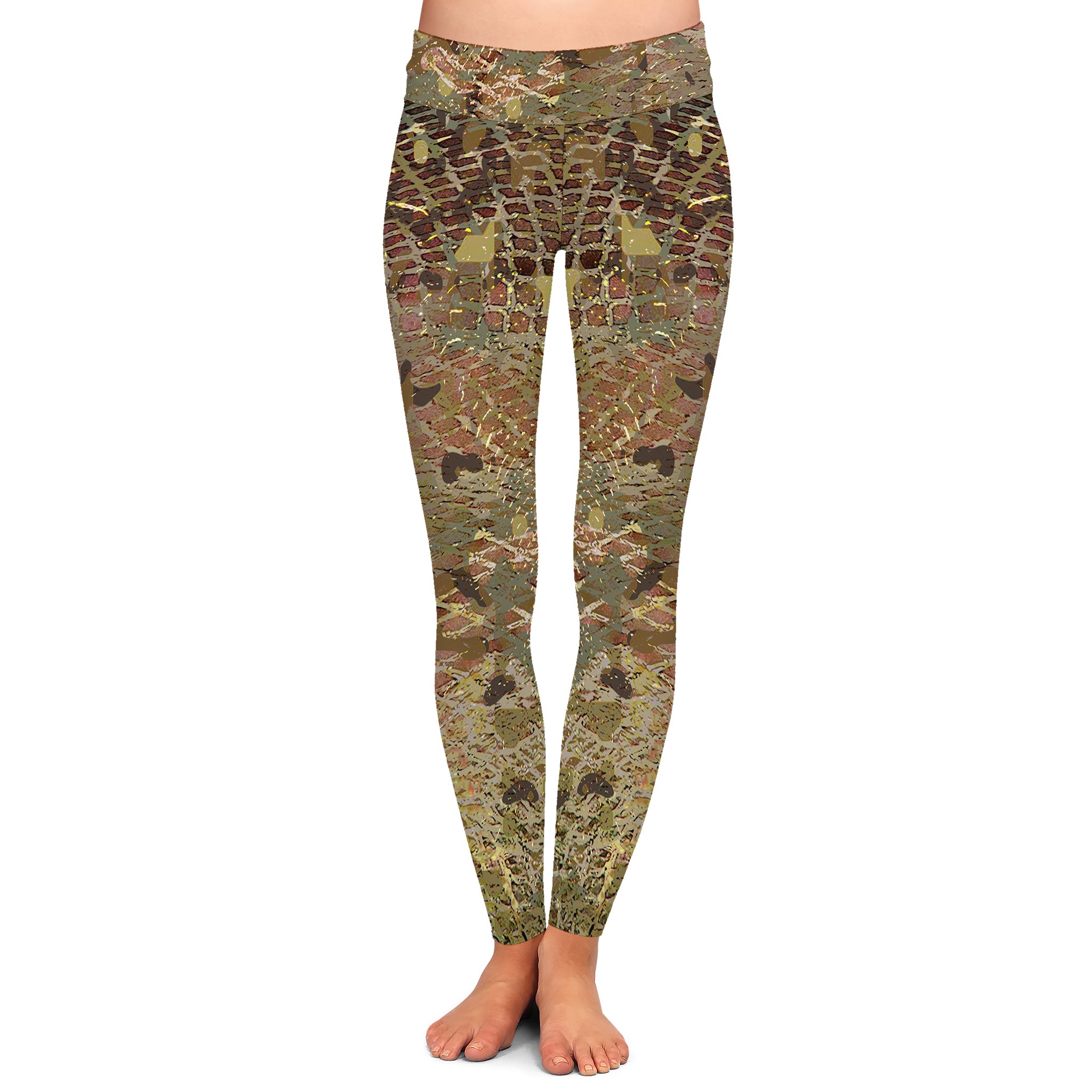 Everglades Camo - Women's Custom Sport Fishing Leggings featuring Crossfit Design, Double Stitch Seams, Cell/Tool Pocket MADE IN USA.