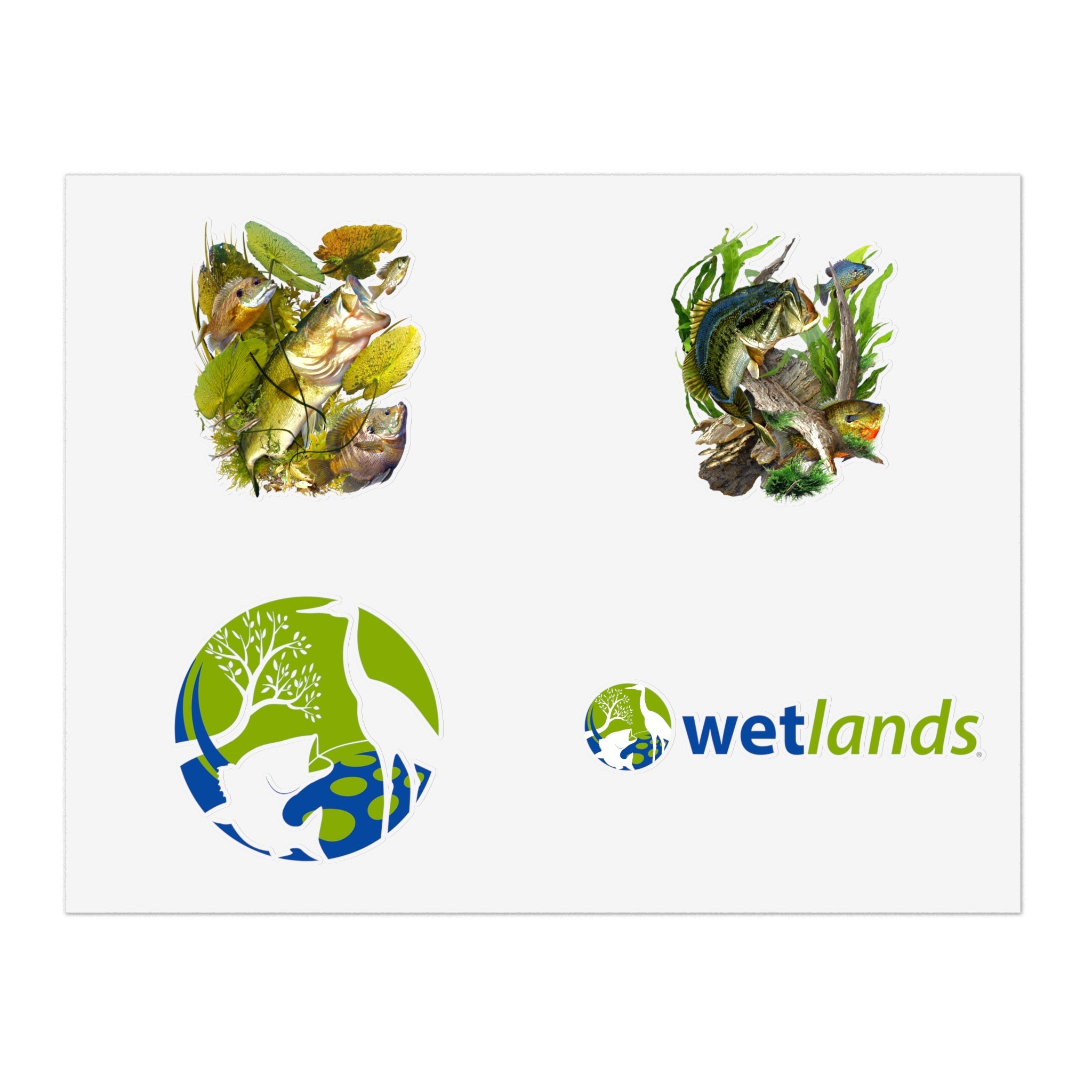 Wetlands Bass Sticker Sheet Wetlands Performance Apparel