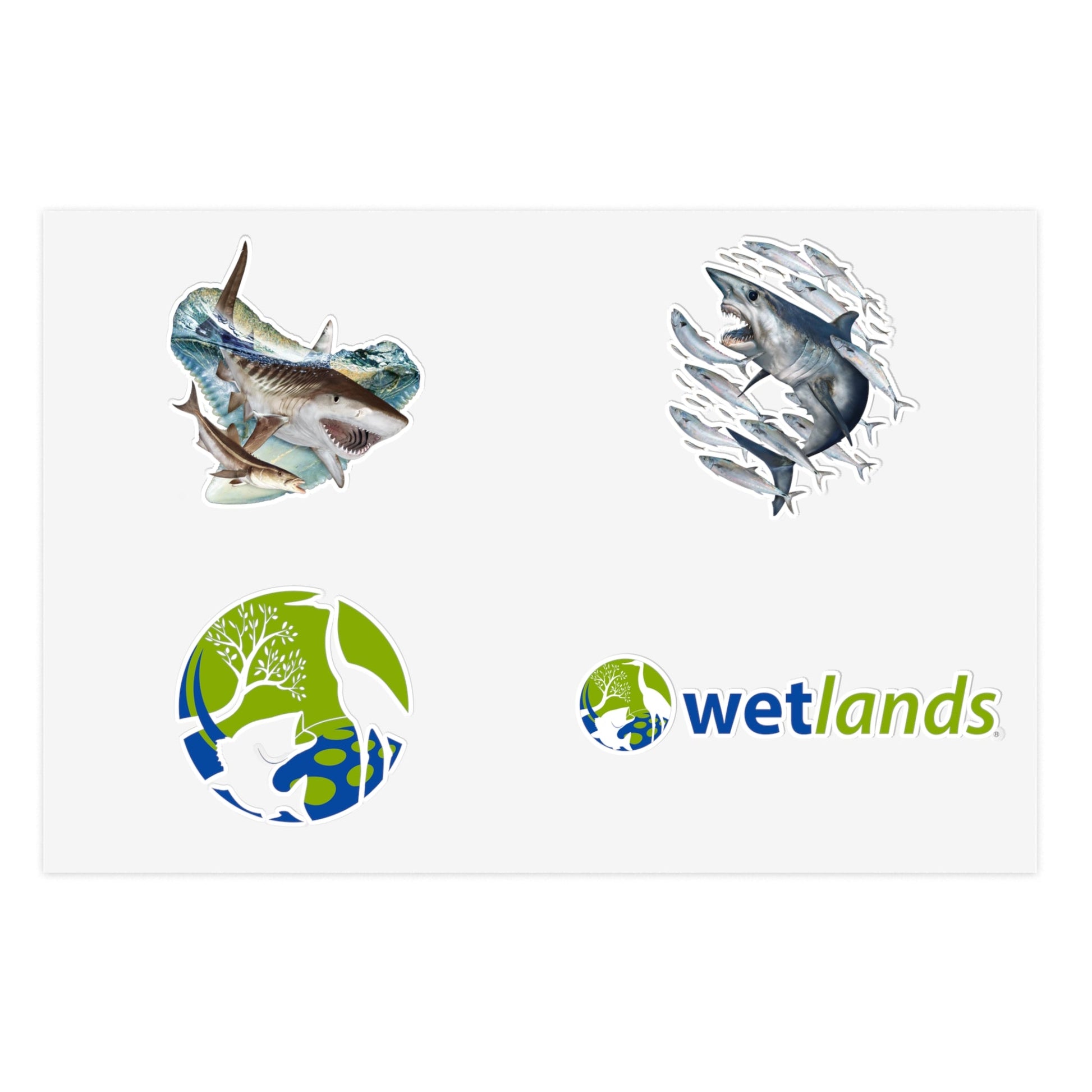 Wetlands Shark Sticker Sheet Wetlands Performance Apparel