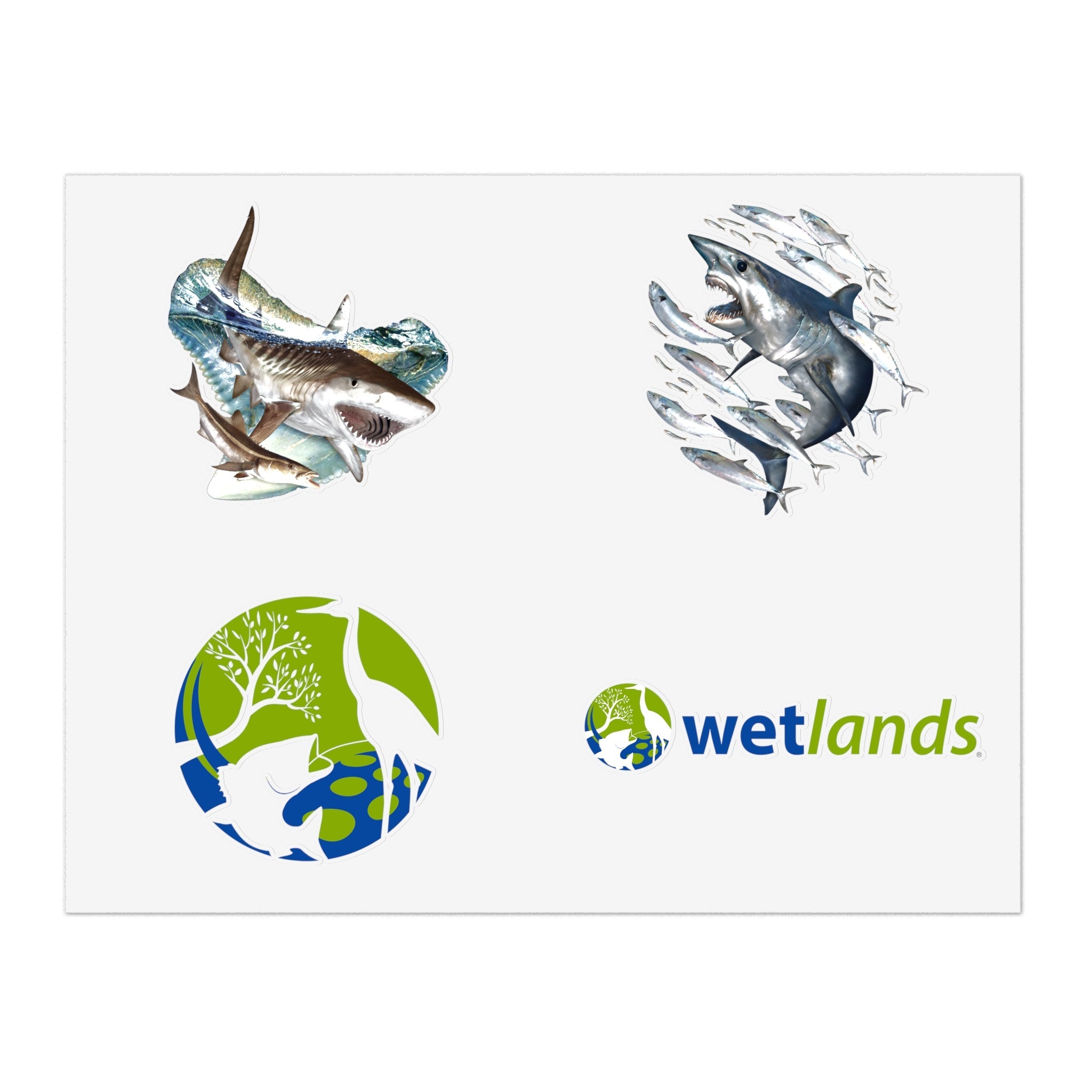 Wetlands Shark Sticker Sheet Wetlands Performance Apparel