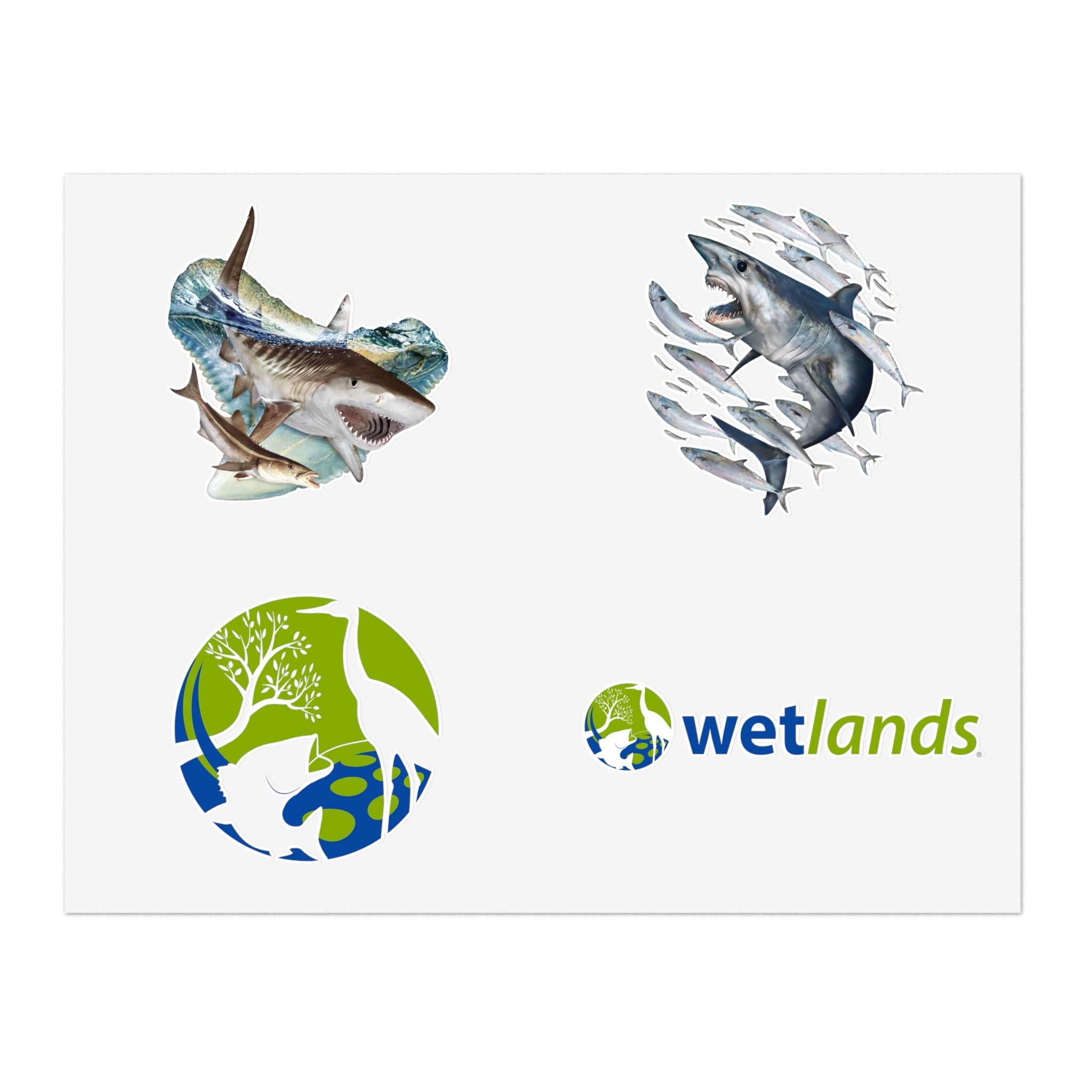 Wetlands Shark Sticker Sheet Wetlands Performance Apparel