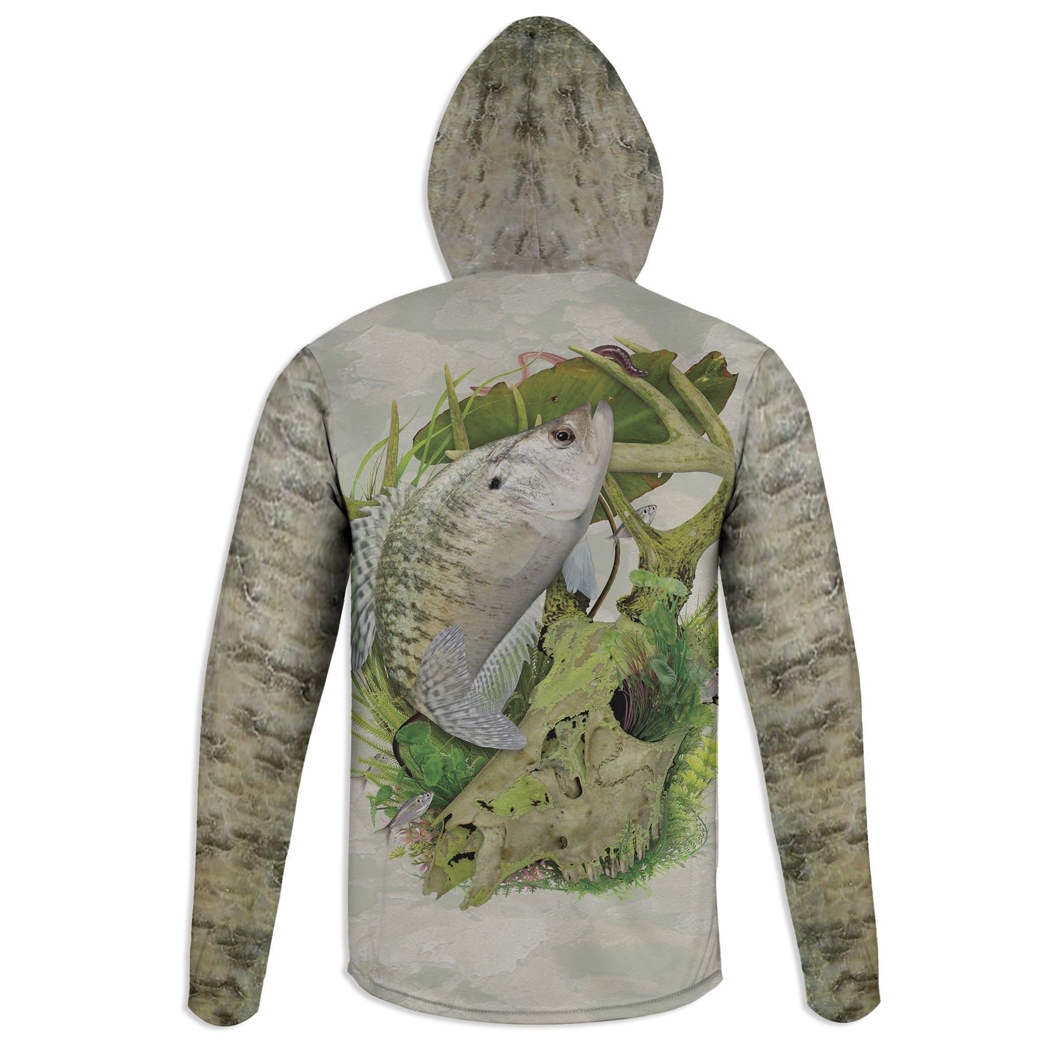 White Crappie Hoodie Gaiter Wetlands Performance Apparel