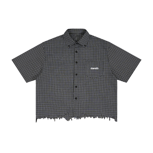 Dandō Distressed Charcoal Plaid Skate Shirt