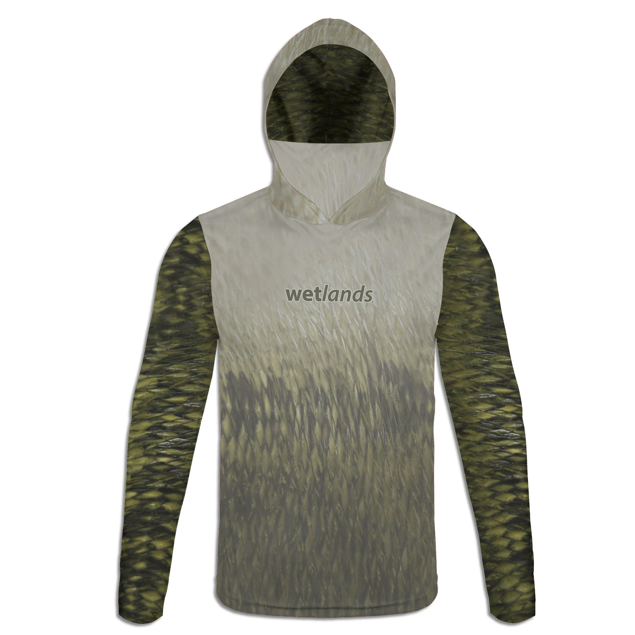 Largemouth and Shellcracker - Unisex Long Sleeve Sun Proof Performance Fishing Top with built in Hoodie and Gaiter (short sleeve option also available)